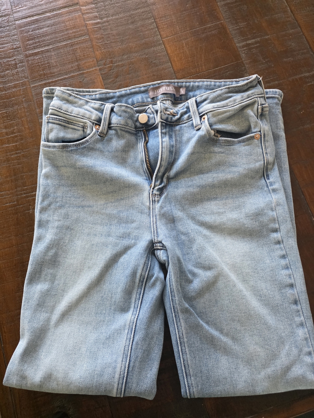 Just USA Light Blue Denim Jeans Waist Label Detail